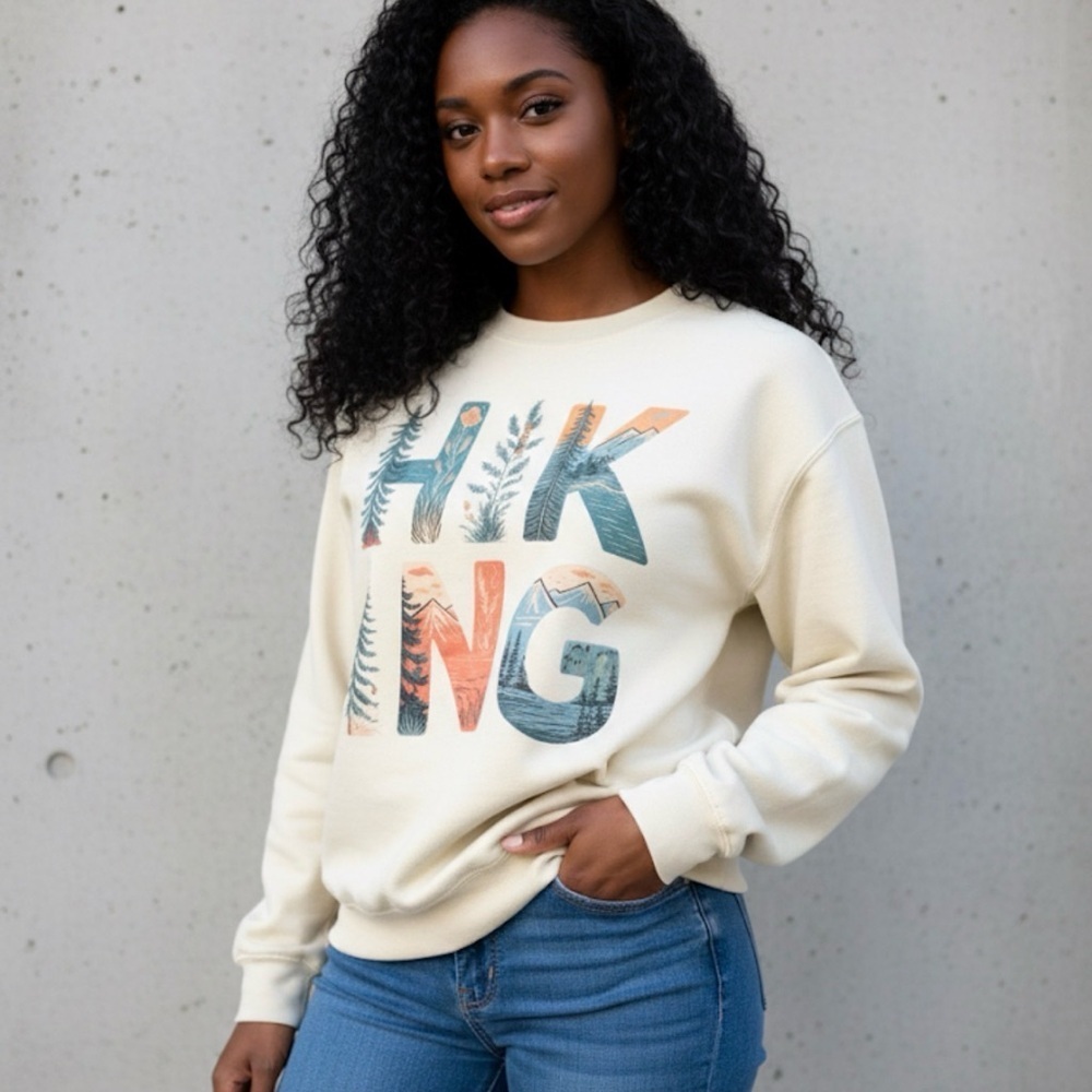New Hiking Cream Graphic Women's Sweatshirt noodie XL